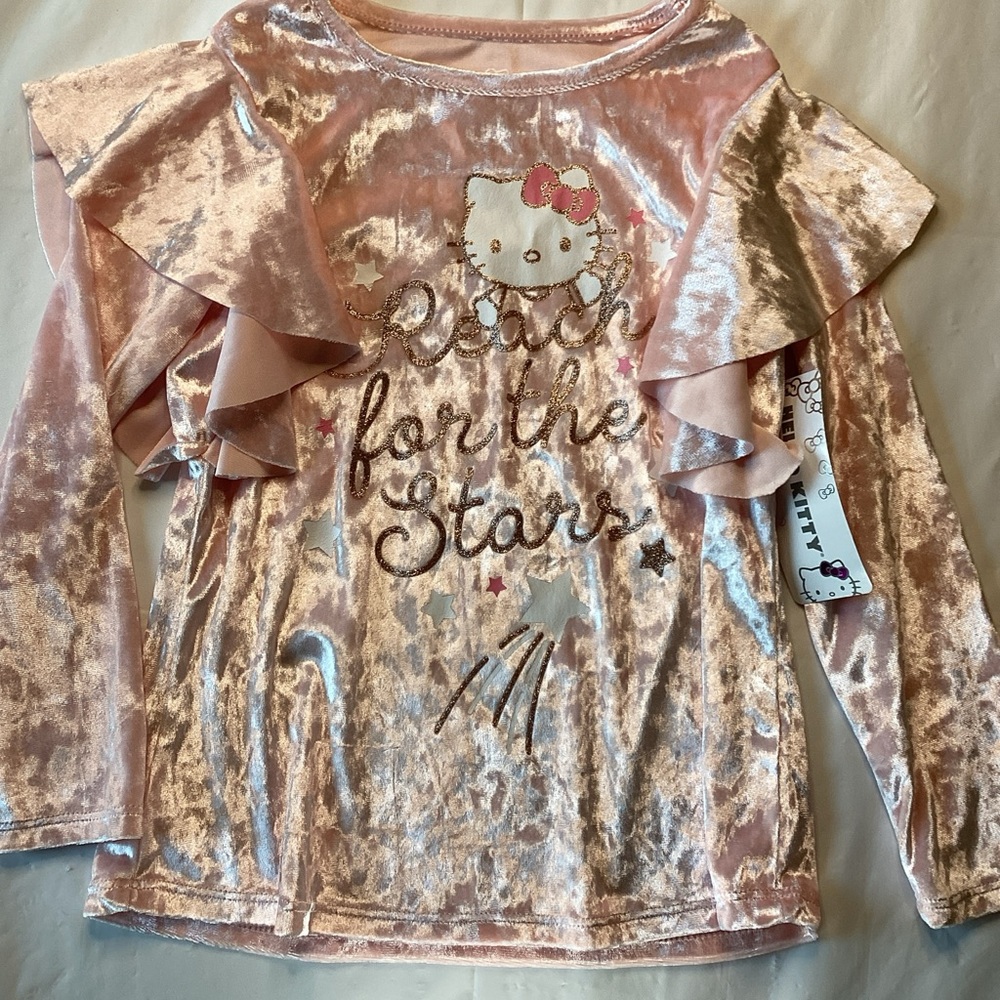 Hello Kitty Pink Velvet Long Sleeve Top